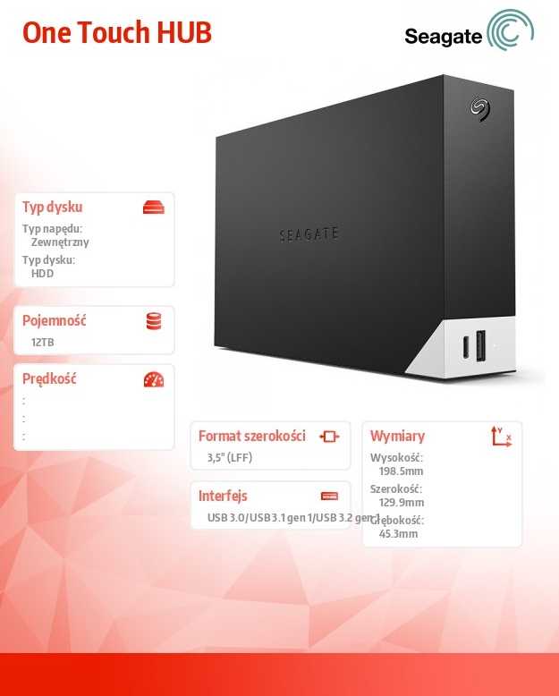 Kietasis diskas „Seagate One Touch“ darbalaukio šakotuvas 12 TB STLC12000402
