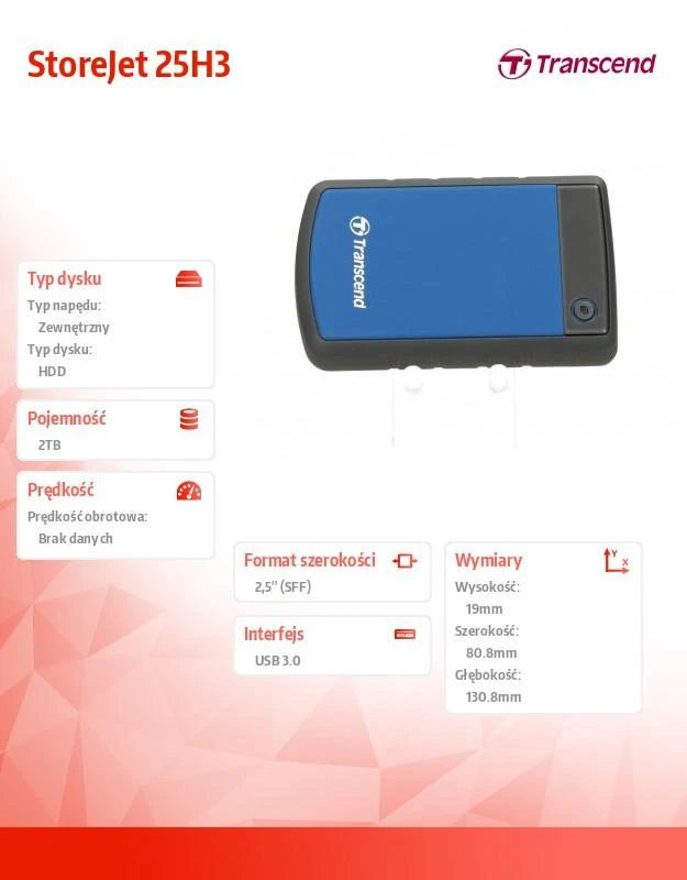 TRANSCEND 2TB StoreJet 6.4cm 2.5" H3B Išorinis kietasis diskas HDD USB 3.0 blau