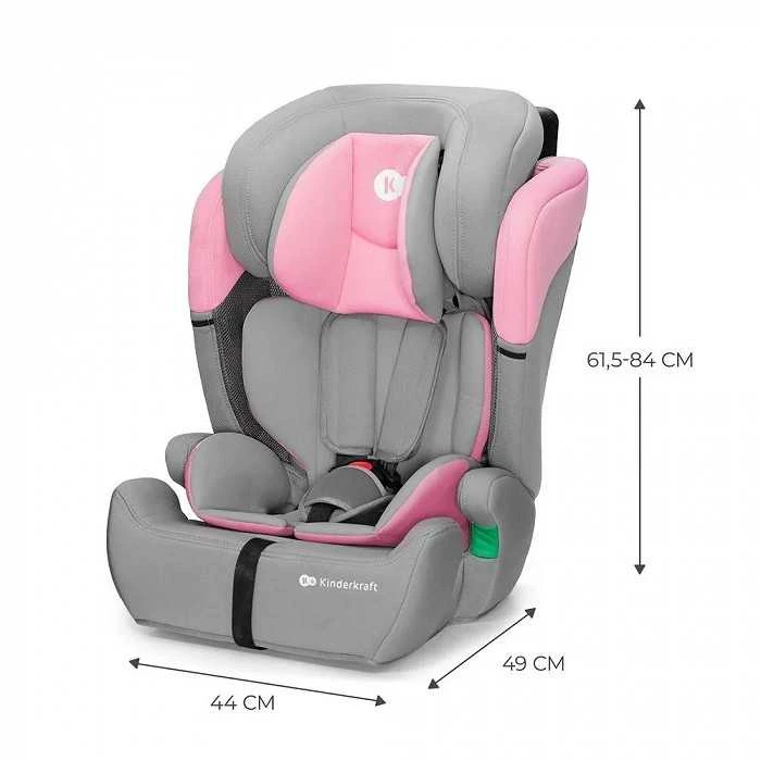 Kinderkraft Comfort Up i-Size rožinė su išmatavimais
