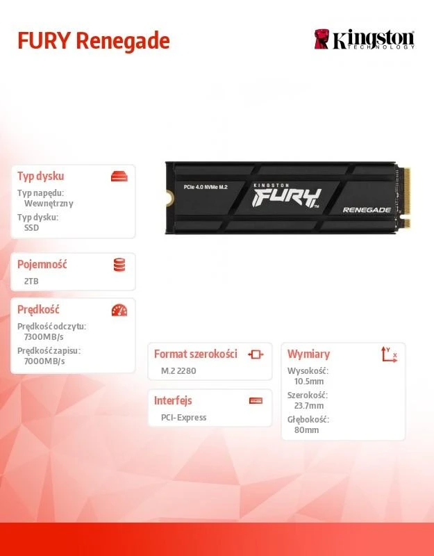 KINGSTON 2TB Renegade PCIe 4.0 NVMe SSD w/ Heatsink