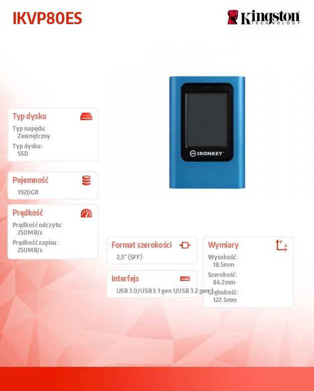 Kietasis diskas „Kingston“ SSD diskas „IronKey Vault Privacy“, 1920 GB, užšifruotas