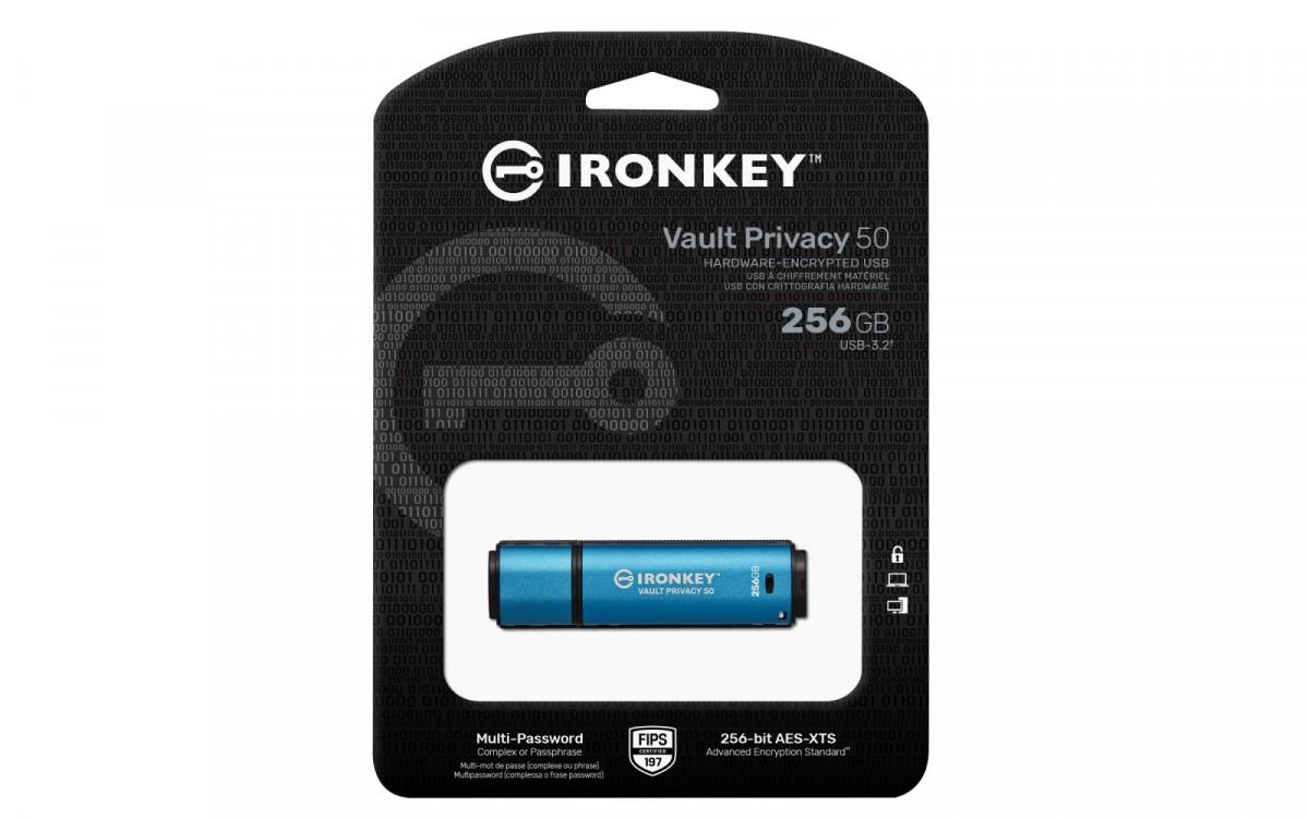 Kingston „IronKey Vault Privacy 50“ 256 GB USB 3.0 256 bitų AES šifravimas