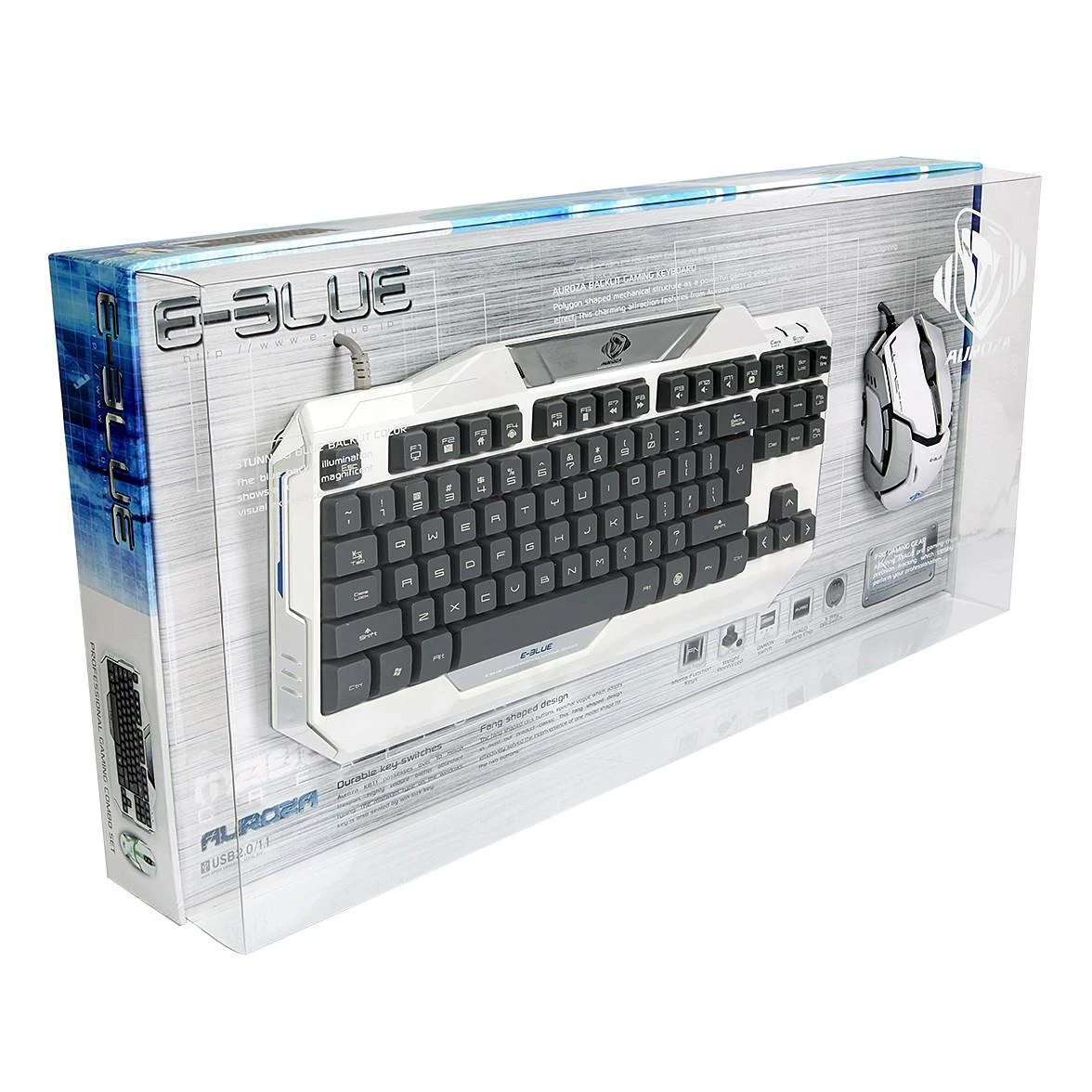 Klaviatūra E-Blue E-Mėlyna E-Mėlyna Auroza (EKM811WHUS-IU)