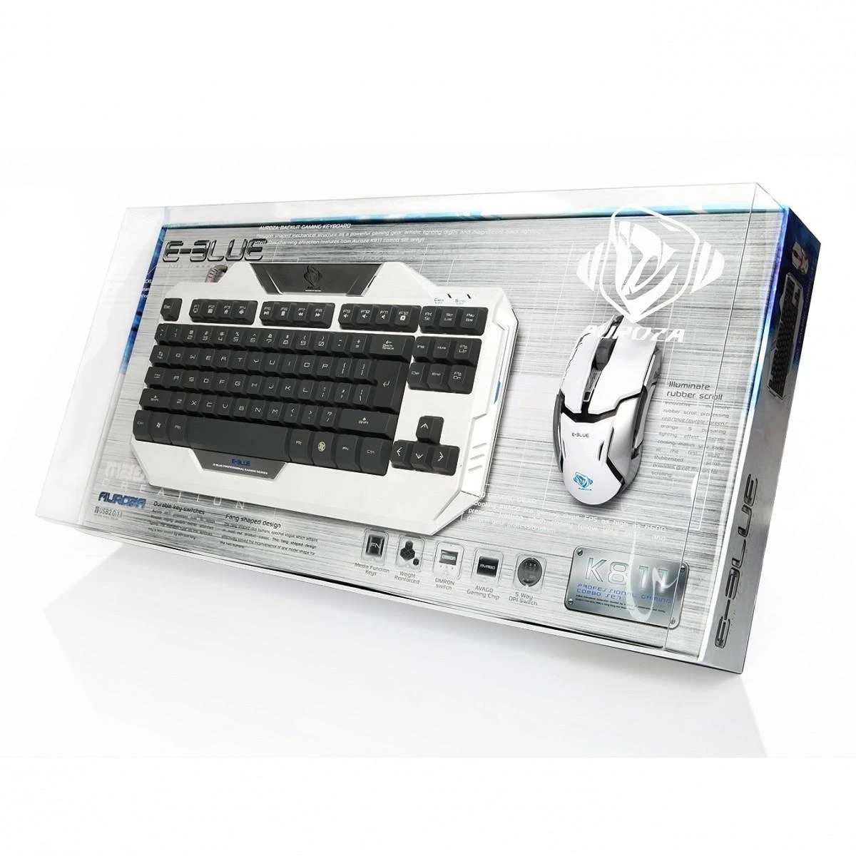 Klaviatūra E-Blue E-Mėlyna E-Mėlyna Auroza (EKM811WHUS-IU)