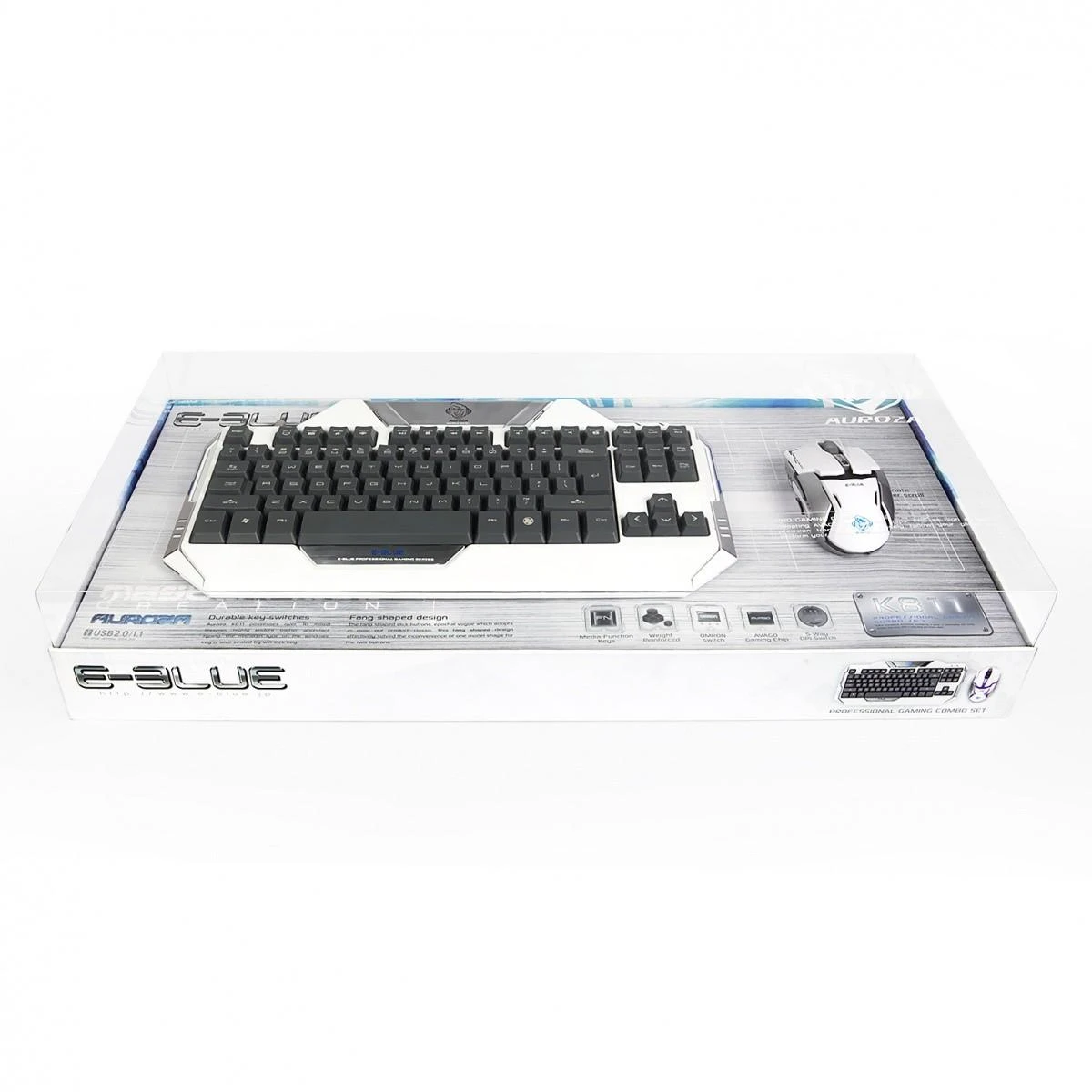 Klaviatūra E-Blue E-Mėlyna E-Mėlyna Auroza (EKM811WHUS-IU)