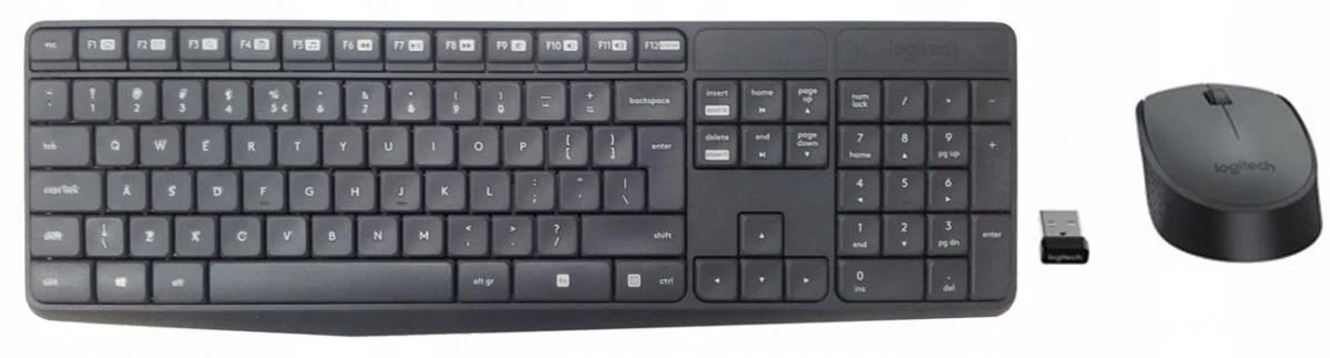 Belaidis klaviatūros ir pelės rinkinys Logitech MK235, US išdėstymas