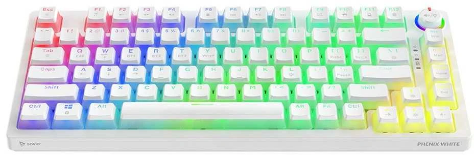 Klaviatūra mechaninė belaidė SAVIO PHENIX Baltas Gateron Geltona, Pudding