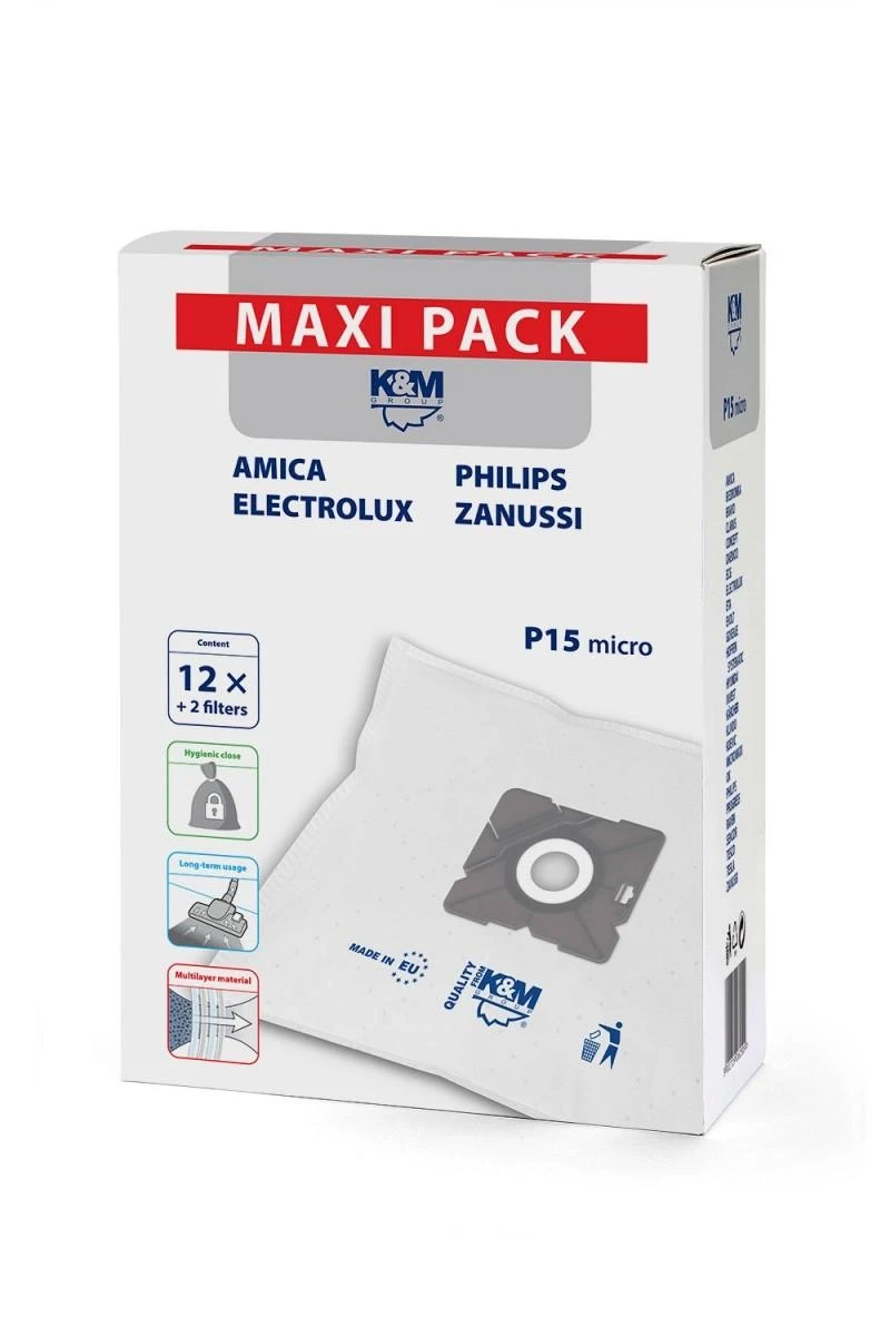 Dulkių siurblio maišelis K&M P15-MX, 12 vnt.