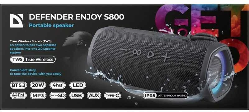 „Defender Enjoy S800“ „Bluetooth“ garso kalba, 20 W, MP3/FM/SD/USB/TWS/IPX5