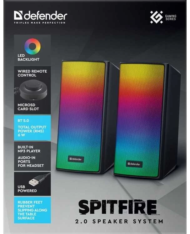 Kompiuterio kolonėlės Defender SPITFIRE 2.0 6W LED USB kompiuterio garsiakalbiai