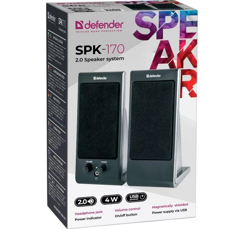 Kompiuterio kolonėlės DEFENDER 2.0 Speaker System 2x2W (RMS), juodas, SPK170BL