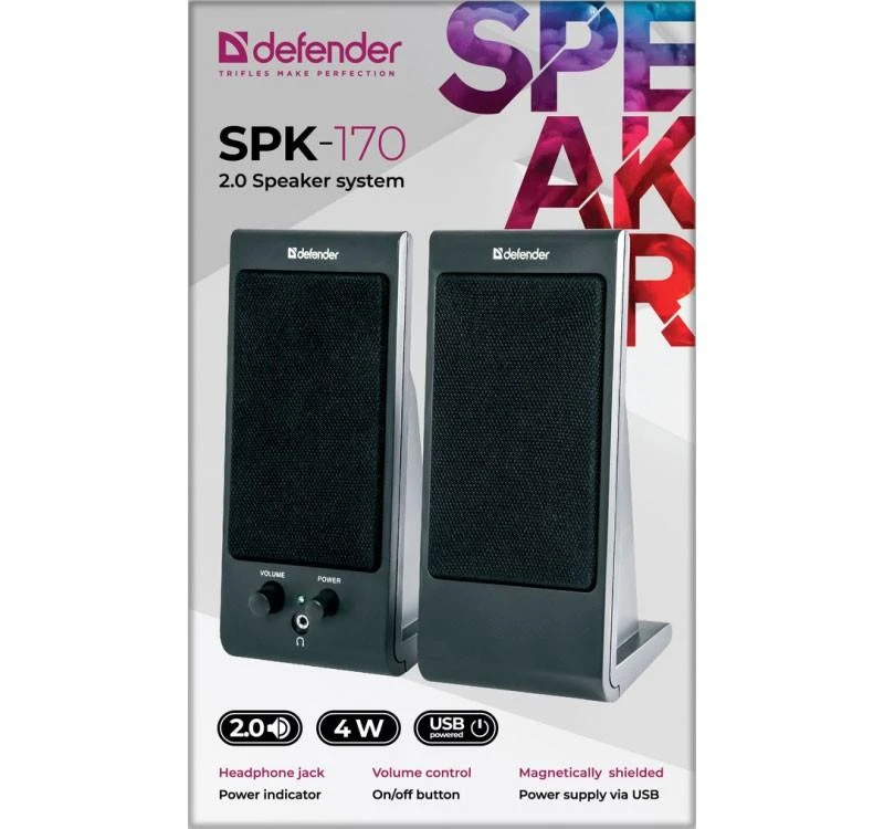 Kompiuterio kolonėlės DEFENDER 2.0 Speaker System 2x2W (RMS), juodas, SPK170BL