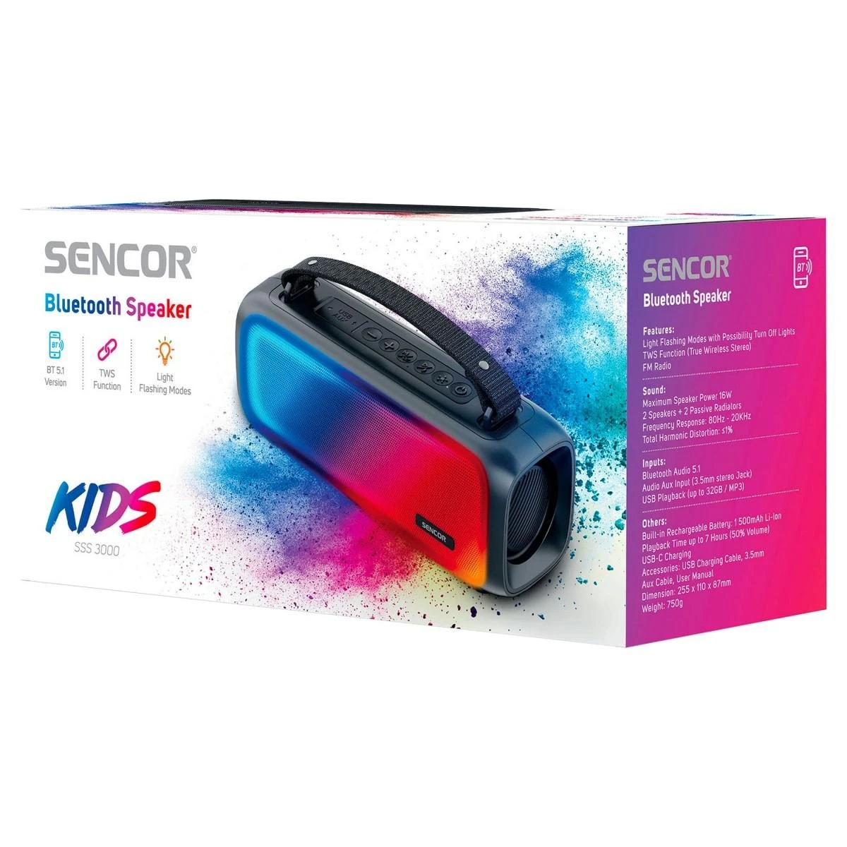 Nešiojama kolonėlė su radijo imtuvu  Sencor  SSS 3000 Kids 16W