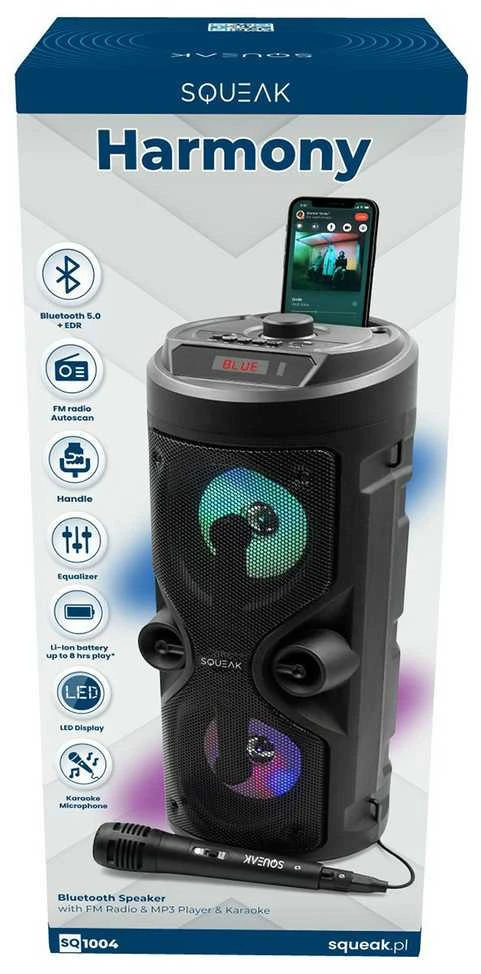 Karaokės Garsiakalbis - Squeak SQ1004 Bluetooth 5.0 Nešiojamas Juodas