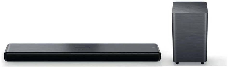 Namų kino sistema TCL S S55H 2.1 klasės kanalų garso juosta su „Dolby Atmos“, belaidžiu žemųjų dažnių garsiakalbiu ir „Bluetooth“ muzikos transliacija
