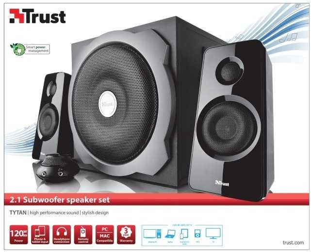 Kompiuterio kolonėlės Kolonėlės Trust Tytan 2.1 Subwoofer Juod