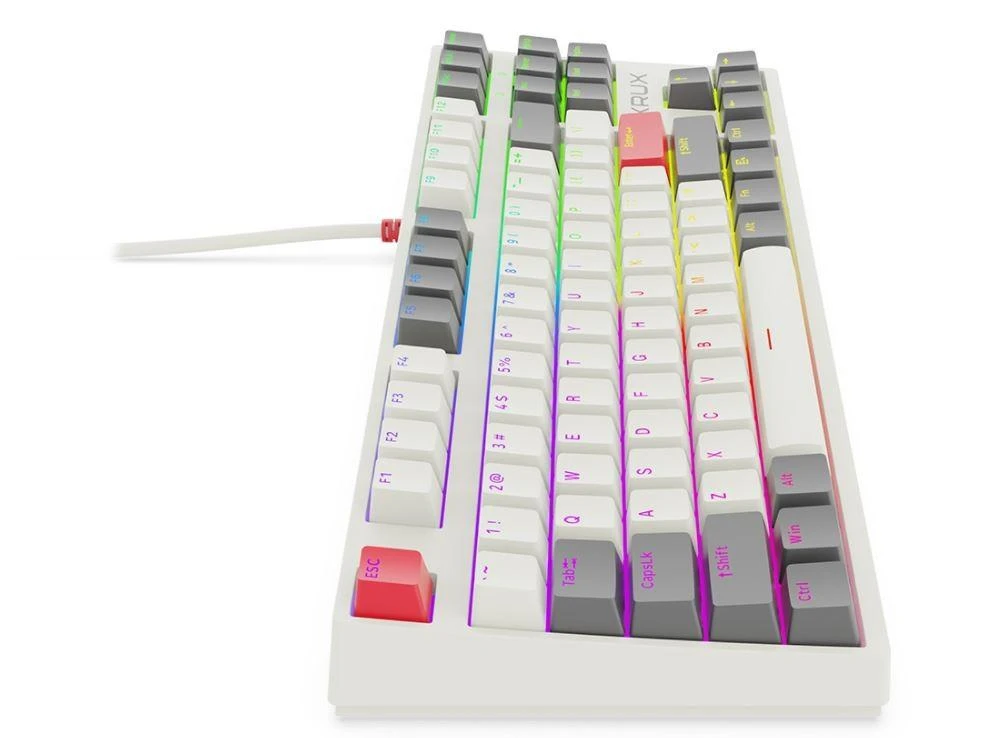 Klaviatūra žaidimams KRUX Atax PRO RGB Gateron Geltona Pro su laidu mechaninė su pašvietimu balta