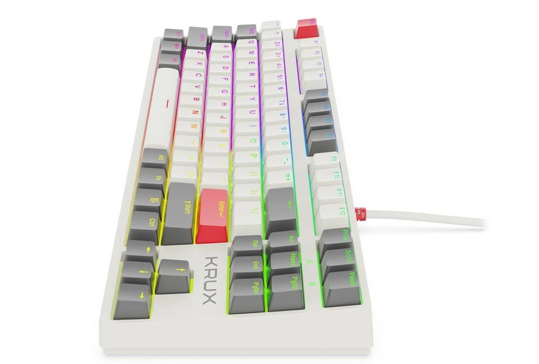 Klaviatūra žaidimams KRUX Atax PRO RGB Gateron Geltona Pro su laidu mechaninė su pašvietimu balta