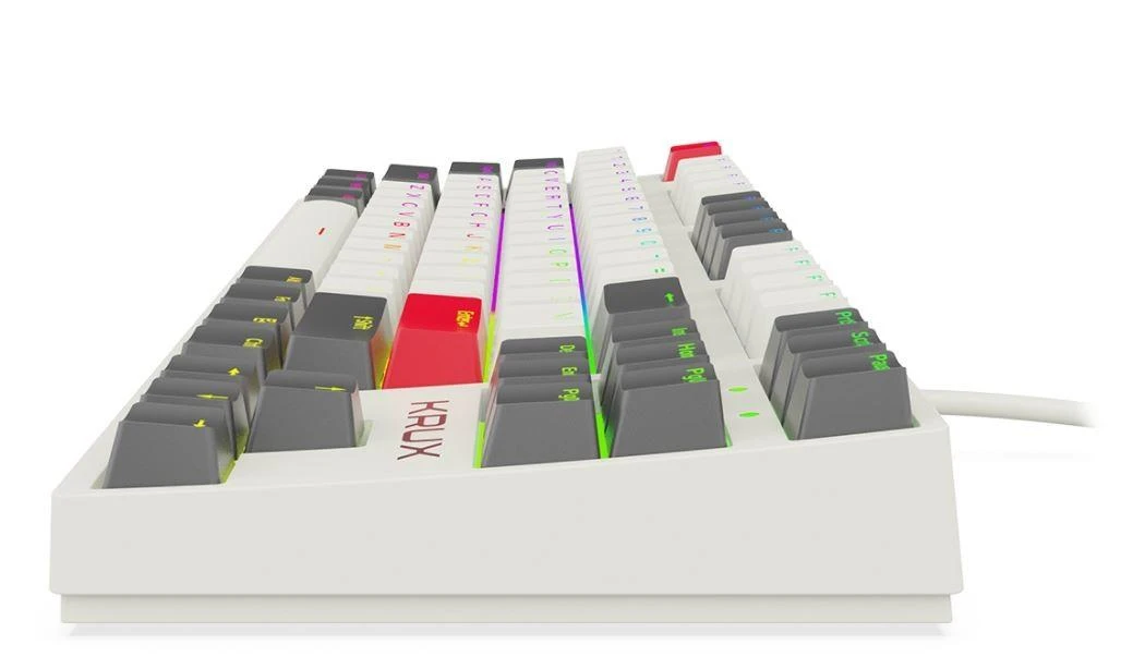 Klaviatūra žaidimams KRUX Atax PRO RGB Gateron Geltona Pro su laidu mechaninė su pašvietimu balta