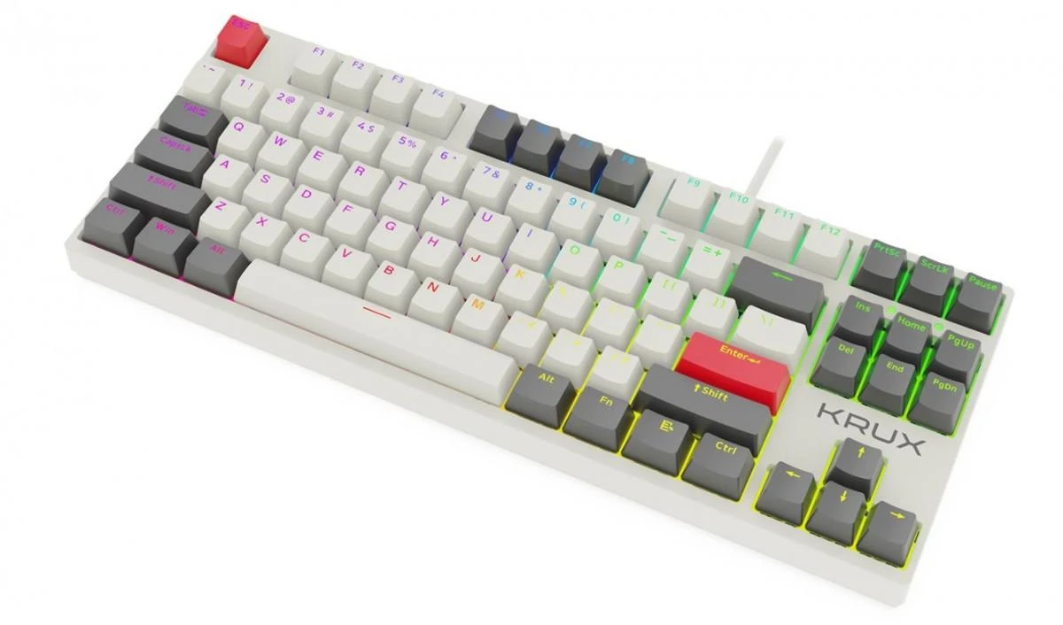 Klaviatūra žaidimams KRUX Atax PRO RGB Gateron Geltona Pro su laidu mechaninė su pašvietimu balta