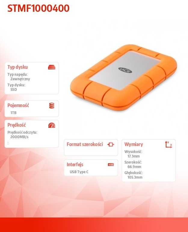 Kietasis diskas „LaCie Rugged Mini 1TB“ SSD diskas