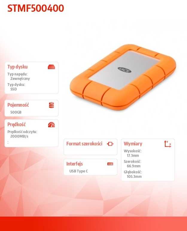 Kietasis diskas ADATA LaCie SSD Rugged Mini 500GB