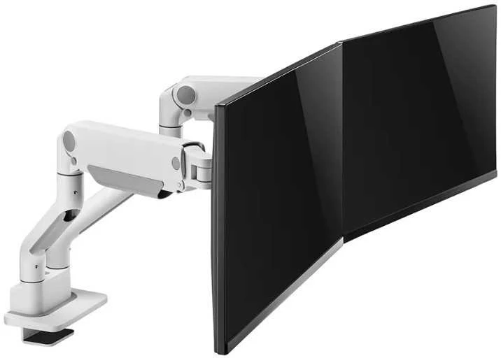 Laikiklis NEOMOUNTS PASIRINKITE STALO MONTAVIMĄ, DVIGUBAS EKRANAS (TOPFIX CLAMP & GROMMET) Baltas