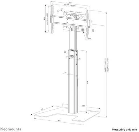 Laikiklis NEOMOUNTS MOVE UP DISPLAY FLOOR STAND (32-75") SOLID STEEL FLOOR PLATE