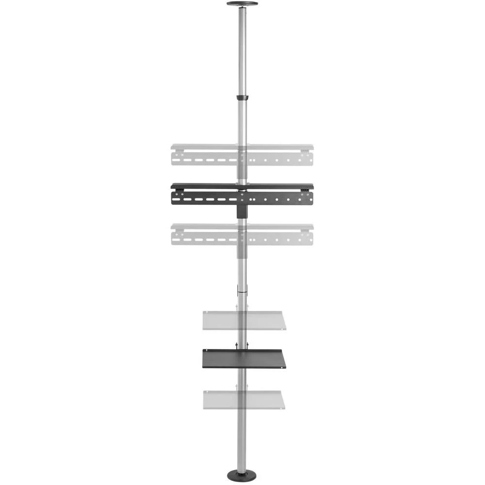 Laikiklis Techly ICA-TR32 grindų stovas plokštiesiems ekranams 177,8 cm (70") Grindų stovas su fiksuota plokštuma Juoda, Pilka