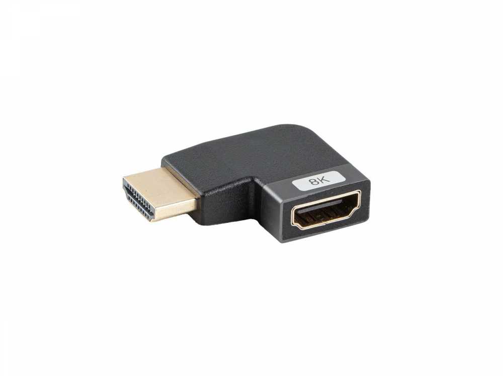 LANBERG adapteris HDMI - HDMI M/F 8K kampinis į kairę aliuminio sidabrinė