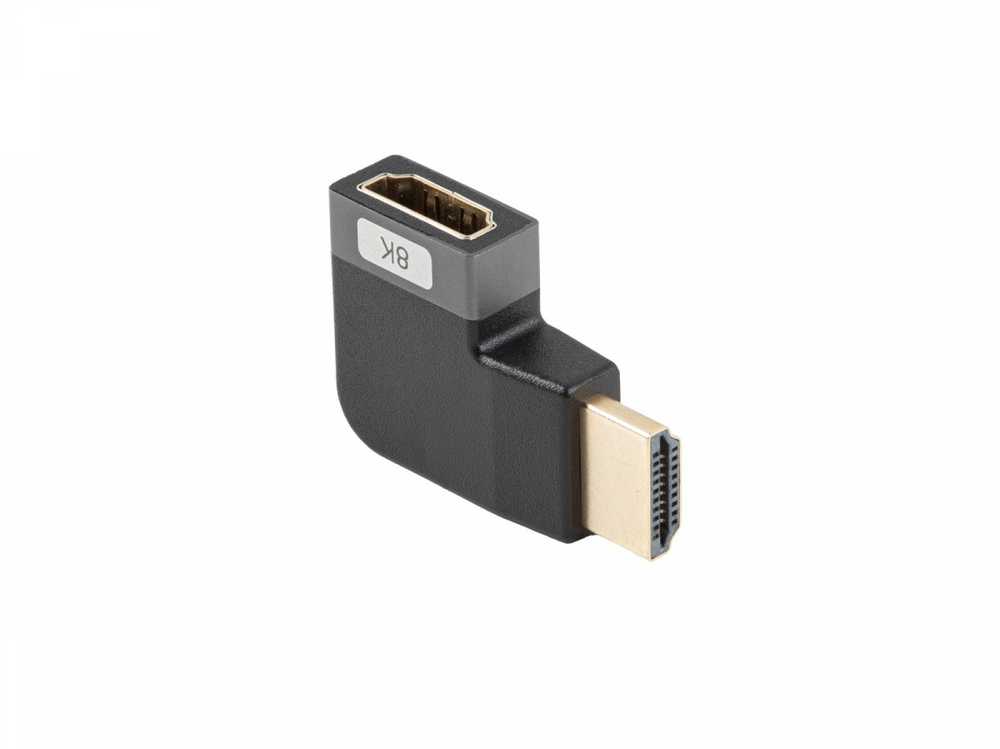 LANBERG adapteris HDMI - HDMI M/F 8K kampinis į kairę aliuminio sidabrinė