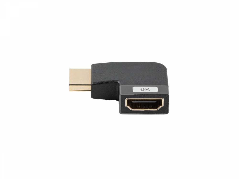LANBERG adapteris HDMI - HDMI M/F 8K kampinis į kairę aliuminio sidabrinė