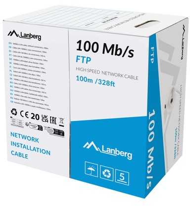 Lanberg kabelis LAN FTP 100Mb/s 100m drut CCA pilka