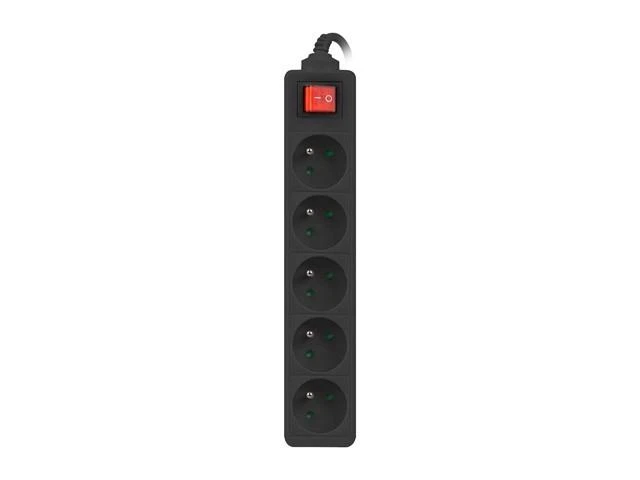LANBERG PS1-05E-0150-BK 1.5M Juodas LANTERGE CURVE 5X 230V PL su grandinės pertraukikliu, pilnai varinis
