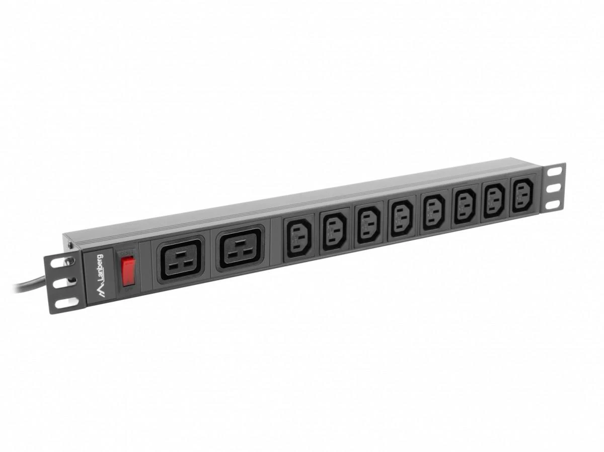 LANBERG maitinimo paskirstymo blokas PDU 19 1U 16A 2x C19 8x IEC C13 lizdai 2m juodas C20