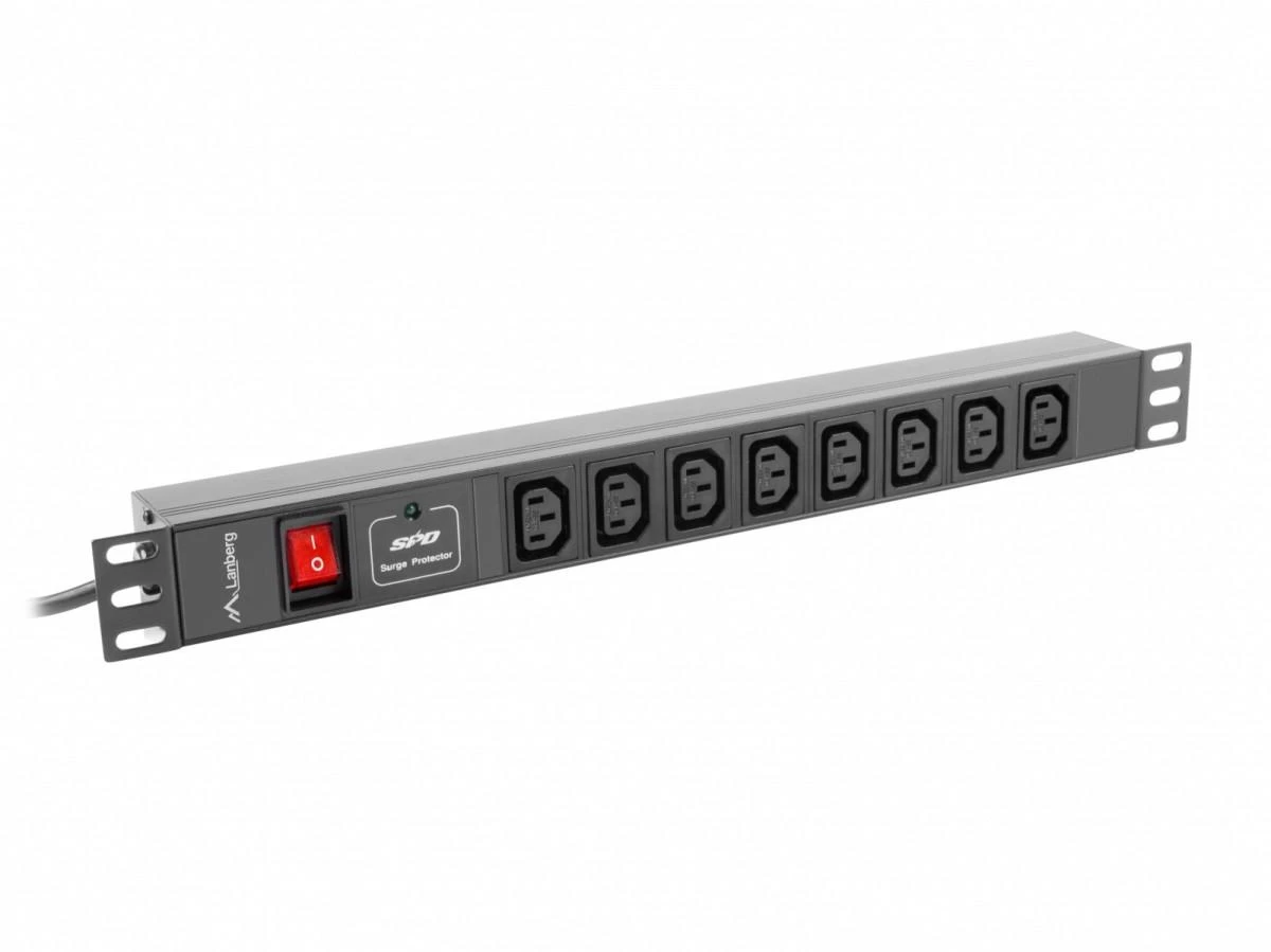LANBERG maitinimo paskirstymo blokas PDU 19 1U 16A 8x IEC C13 lizdai 2m juodas C20