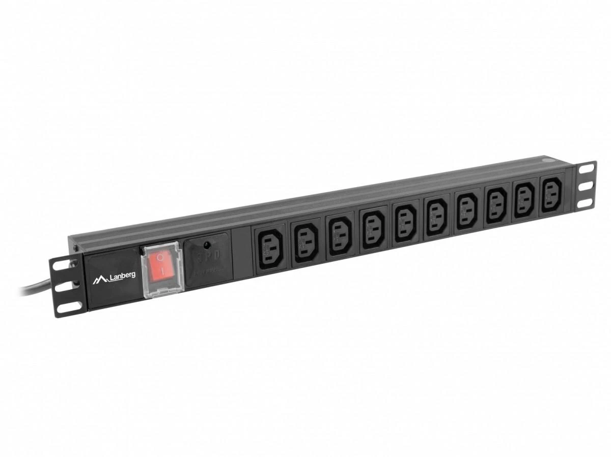 LANBERG PDU-10I-0200-IEC-BK PDU 1U 10A 10 lizdai IEC C13 2m Juodas