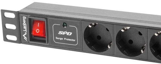 LANBERG PDU-07F-0200-BK PDU 1U 16A 7 sockets schuco 2m Juodas