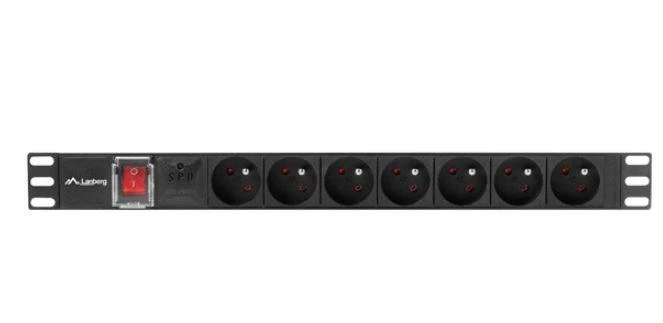 LANBERG PDU-07E-0200-BK PDU 1U 16A 7 rozetės prancūziškas 2m Juodas