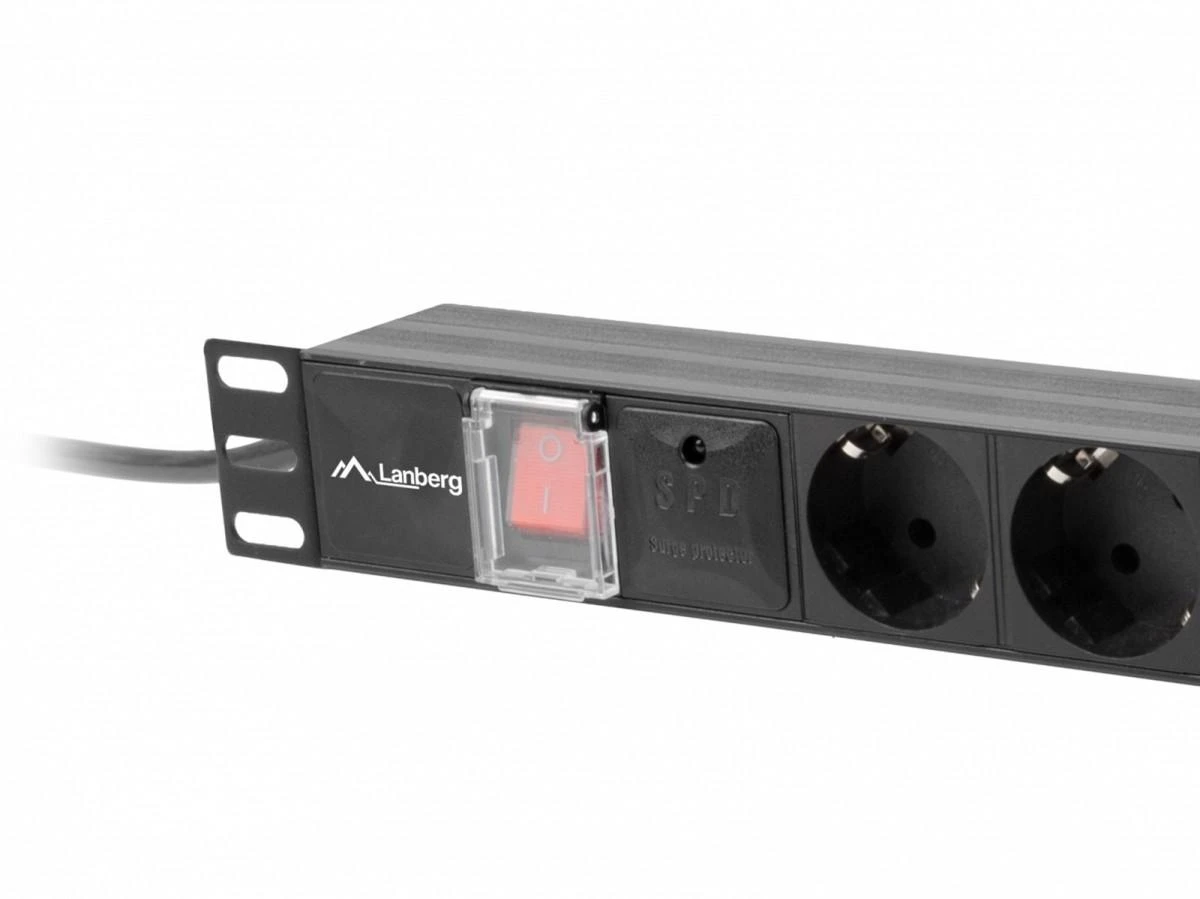 LANBERG PDU-07F-0200-BK PDU 1U 16A 7 sockets schuco 2m Juodas