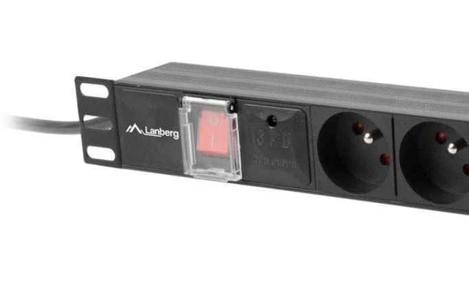 LANBERG PDU-07E-0200-BK PDU 1U 16A 7 rozetės prancūziškas 2m Juodas