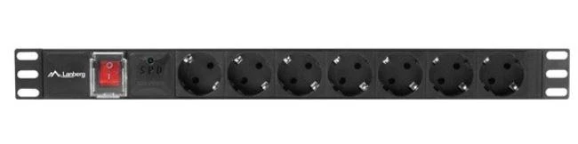 LANBERG PDU-07F-0200-IEC-BK PDU 1U 10A 7 sockets schuco 2m Juodas