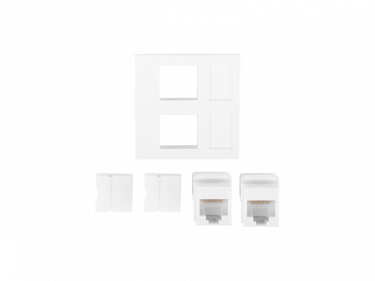 LANBERG 2xRJ45 45x45 lizdas + Keystone 2xcat. 6 UTP baltas