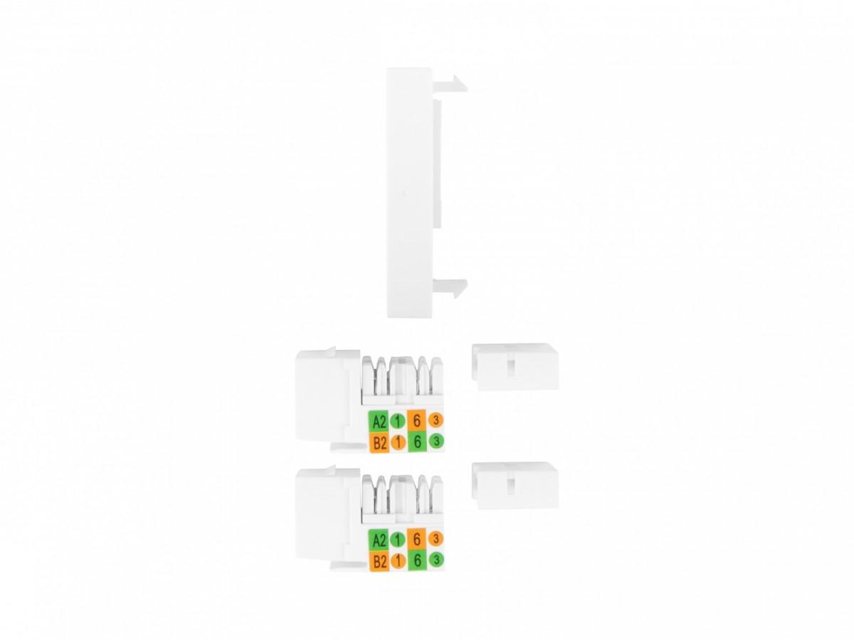 LANBERG 2xRJ45 45x45 lizdas + Keystone 2xcat. 6 UTP baltas
