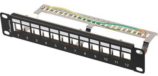 Lanberg Patch skydelis pusty 12 port 1U 10" FTPczarny