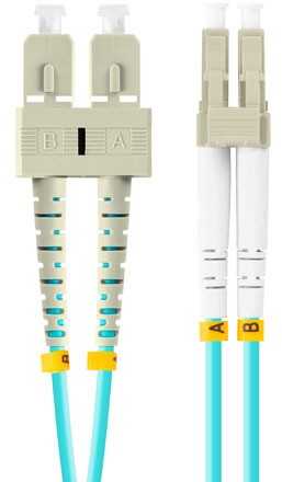 FIBER OPTIC PATCHCORD MM LC/UPC-SC/UPC DUPLEX 3.0MM OM3 50/125 LSZH 1M AQUA LANBERG