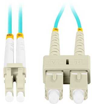 FIBER OPTIC PATCHCORD MM LC/UPC-SC/UPC DUPLEX 3.0MM OM3 50/125 LSZH 0.5M AQUA LANBERG