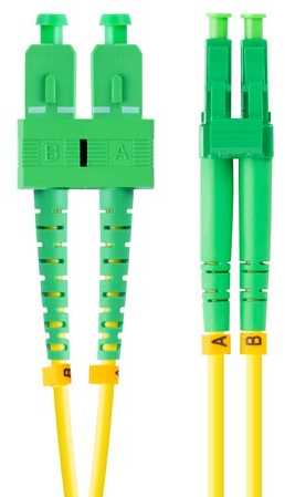 FIBER OPTIC PATCHCORD SM SC/APC-LC/APC DUPLEX 3.0MM LSZH G657A1 1M Geltonas LANBERG