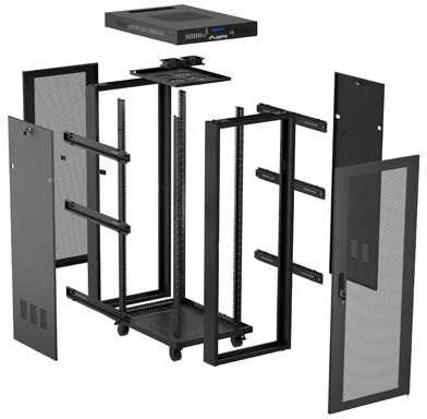 LANBERG Rack spintelė 19 laisvai stovinti 37U 600x600 plokščia pakuotė su tinklelio durelėmis LCD juodas