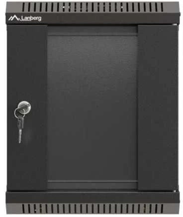 Lanberg 10" 6U 300x300 juoda sieninė spintelė su stiklinėmis durelėmis (plokščia pakuotė)